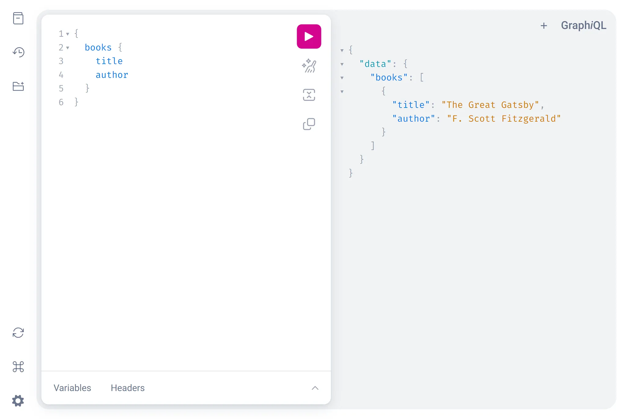 A view of the GraphiQL interface after running a GraphQL query